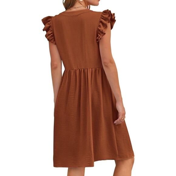KIRUNDO Mini Dress for Women Sleeveless V Neck Button Down Tunic Shift Plus XXL - Picture 3 of 10